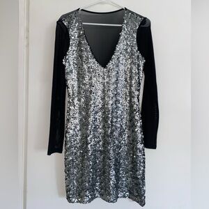 Nasty Gal Sequin Sheer Long Sleeve Dress NWOT